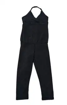 Lululemon Practice Halter Onesie One Piece Jumpsuit Dark Gray Cross Neck Womens