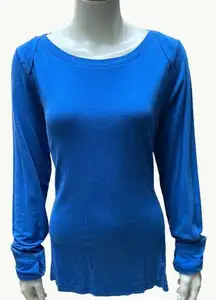 Calvin Klein Performance Ruched Blue Long Sleeve Lightweight Sweater Size M