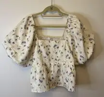 NWT Hyacinth House Floral Puff Sleeve Baby Doll Top