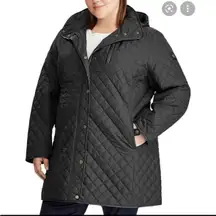 Ralph Lauren Black Quilted Hooded Coat Women's XL‎