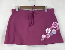 Kim Rogers Beach Womens Swim Skirt Size Large Purple Floral Beach Pool Resort