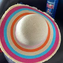 New Addie & Tate Colorful Straw Packable Sun Hat