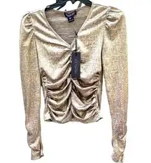 RACHEL ZOE gold long sleeved blouse NWT size S