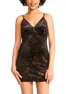 Bb Dakota Night Moves Velvet Dress Black Bronze Women's Size Small