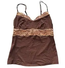 Cosabella Made in Italy S brown lace time camo tank top straps
