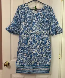 Lilly Pulitzer Fiesta Dress In Resort White On A Roll Size 4 NWT Blue Floral