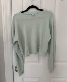 Aritzia tna teal waffle knit top