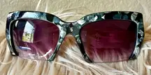 Marbleized half cut cat eye sunglasses