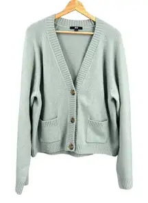UNIQLO Women's Light Blue Knit V Neck Cardigan Sweater Size M Oversized