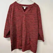 Liz Claiborne Women Split Crew Neck 3/4 Sleeve Tunic Top Pockets Front Sz XL