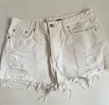 Lovers + Friends White Frayed Jean Shorts Size 30
