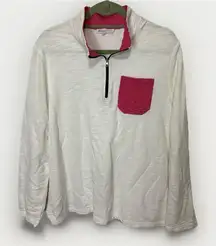 Talbots Quarter Zip Pullover White Womens Plus 1X Stretch Terry Knit Cotton