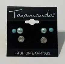 Taramanda‎ Trio Earring Set CZ Studs Tiny Stud Blue