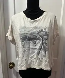Aerie Cream Giraffe Get on My Level Cropped Tee Womens Size S