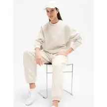 Athleta L Easy Fleece Dolman Crop Sweatshirt Toasted Brown Heather Large