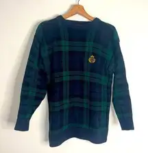 Vtg Beverly Hills polo club tartan plaid pullover k it sweater size medium cute
