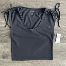 NWT  Tie Shoulder Tank Top Women's XS Dark Gray Scoop Neck Cropped