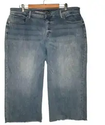 NYDJ  Jeans Womens 22W Cropped Lift Tuck Technology Light Wash Frayed Hem Blue