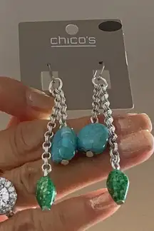 E56. Chico’s Silver Chain & Turquoise Earrings