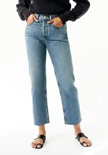 Re/Done Womens Jeans High Rise Stove Pipe Medium Vain Wash Button Fly 27