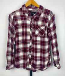 Rails Red White Checked Plaid Long Sleeve Button Up Blouse‎