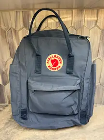  FJALLRAVEN KANKEN BACKPACK GRAPHITE BLUE PURPLE STRAPS FULL SIZE…RAIN COVER…EUC   