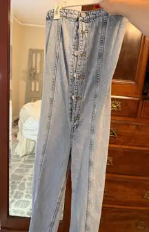 ZARA TRF Strapless Denim Jumpsuit