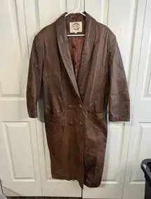 G-III Global Identity brown leather trench coat size medium