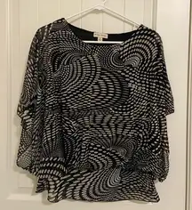 EUC Studio‎ Works women’s black tan sheer patterned loose fit blouse top medium