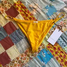 NWT Revolve Lovewave Xena Bikini Bottom Size Large Solid Yellow String Bikini