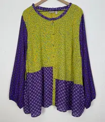 Logo Lori Goldstein Grechen Floral Tunic Blouse Size 3X