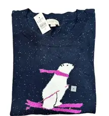 Loft NWT  Cute long sleeve sweater, navy blue speckled polar bear sweater!