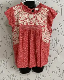 THML Red and White Floral Top
