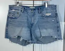 Abercrombie‎ & Fitch The Boyfriend Mid Rise Denim Cutoff Jean Shorts size 32/14