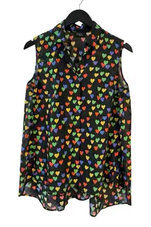 Akris Sleeveless Rainbow Heart-Print Blouse 6