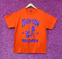 Death Row Records LA Skull Hands 1991 Neon Rap Tee Large