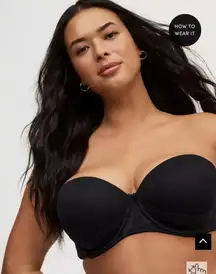 Torrid Black Lace Bombshell Everyday Strapless Push-Up Bra 38DDD