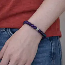 Natural Healing Gems Amethyst Purple Beaded Bracelet