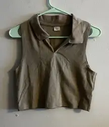 Sunday Best Aritzia khaki polo cropped tank top