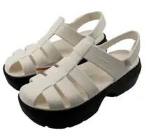 Crocs Stomp Fisherman‎ Sandal Chalk White Black Women 10 Platform Chunky Y2K NWT