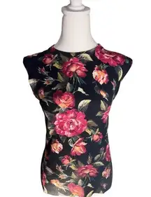 Dolce & Gabbana Sleeveless Top in Floral Print 100% Cashmere Size 42