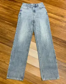 Pacsun 90s Boyfriend Jeans Womens Size 24 Light‎ Wash Wide Leg Split Hem Denim