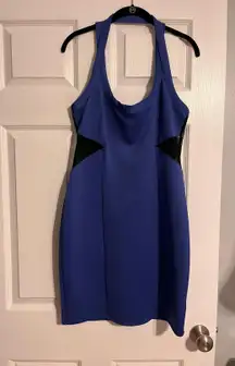 Blue Mesh Cutout Dress 