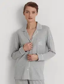 Ralph Lauren Women's Gray Pajama Top with White Trim