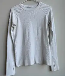 Lululemon Rest Less Pullover Abstract Lines White Womens Size 10 Medium?