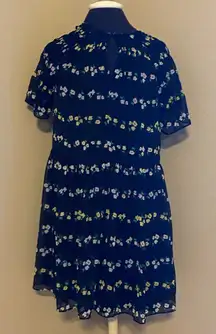 Ann Taylor Black Short Sleeve Dress with White and Yellow Flowers 💜 🎈
