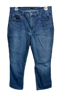 Lee Easy Fit Med Denim Capri Jeans Size 30"x 20.5"‎ Mid Rise Pockets Zip