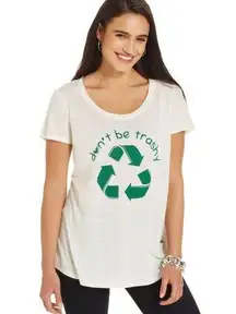 Style & Co . Women's Recycle Logo DON'T BE TRASHY T-shirt NWT Size XL