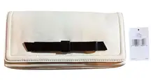 Kate Spade Chelsea Park Bone Color Clutch Keira with Black Bow Gold Card Slots