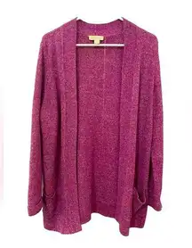 Appleseed’s Open Cardigan Sweater Size M Medium Raspberry Marl Pockets Cozy